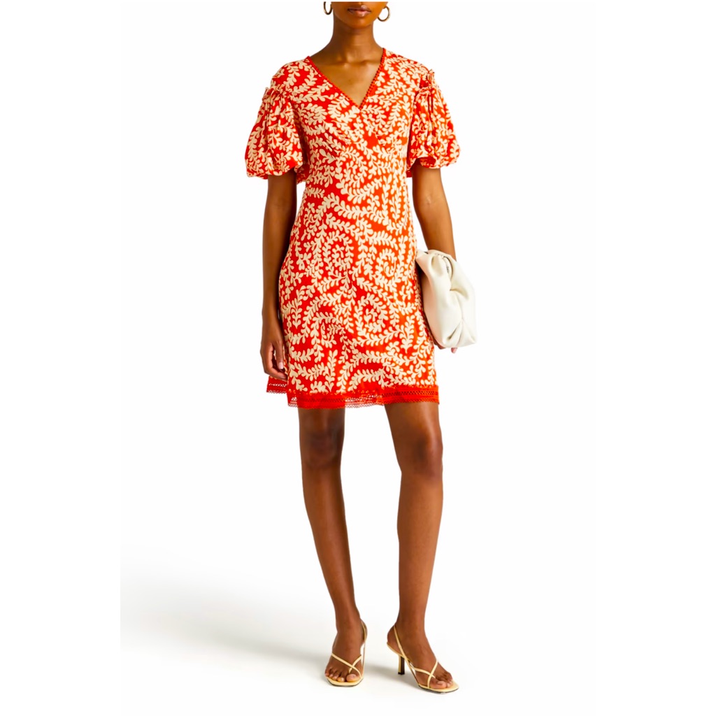 Diane Von Furstenberg Fisher Printed Crepe De Chine Dress In Orange, Size 10